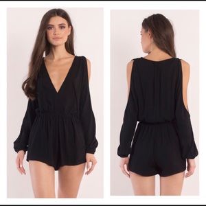 Black shoulder off romper